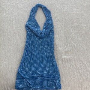 OH POLLY  Halter Neck Dress with Rhinestone Detail